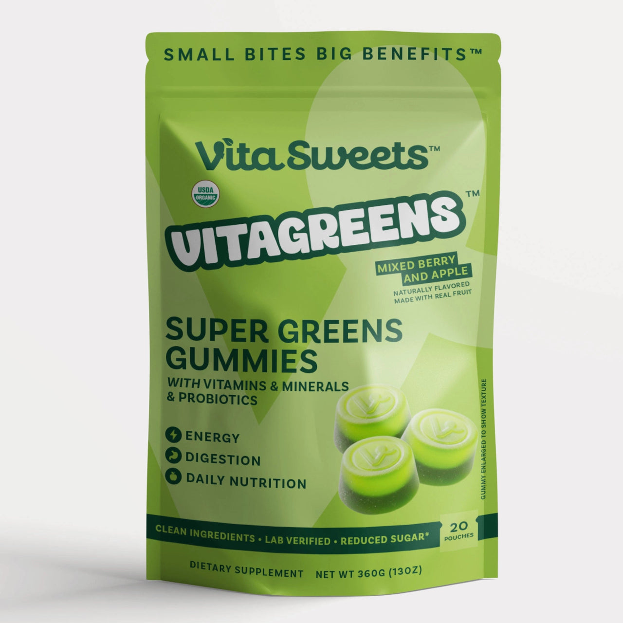 VitaGreens Organic SuperGreens & Multivitamin Gummies - VitaSweets