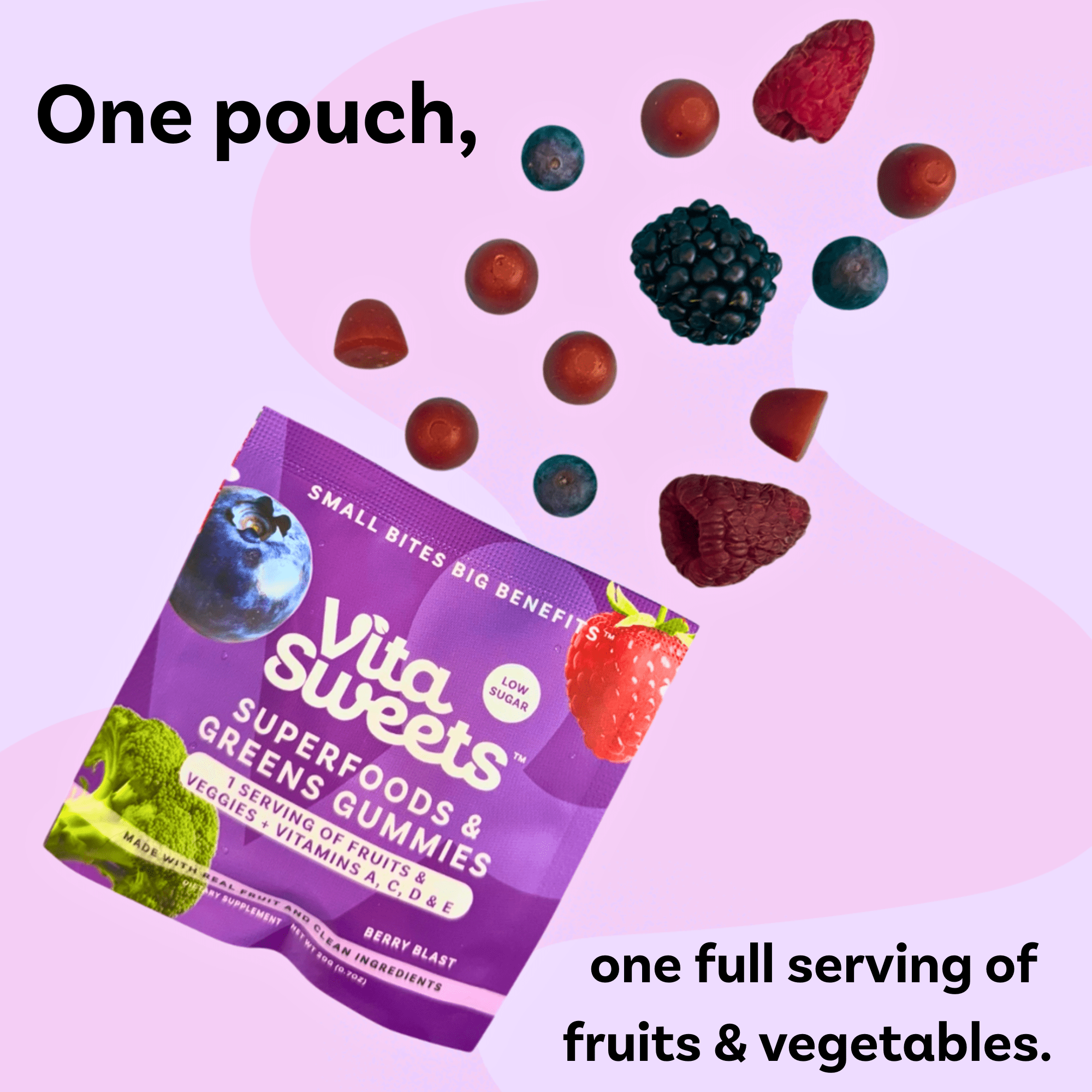 VitaSweets Superfoods & Greens Gummies 12x Pouches - Berry Blast - VitaSweets